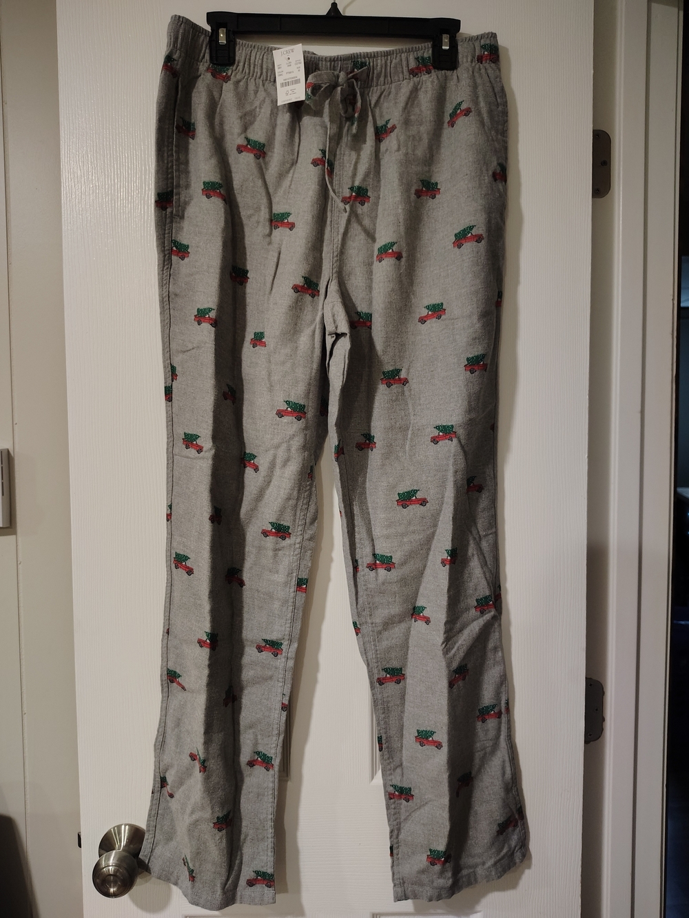 J. Crew Gray Pajama Pants with Red & Green Print
